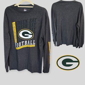 Majestic Green Bay Packers  Football Longsleeve Gray  Tees Pullover Mens XL